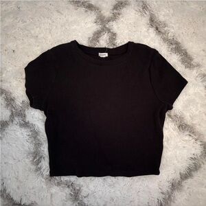 Garage black ribbed crop top shirt